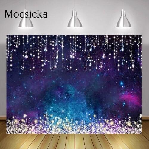 Glitter Starry Sky Photography Backdrop Colorful Universe Shiny Stars Portrait Backdrop Photo Studio Professional Photography