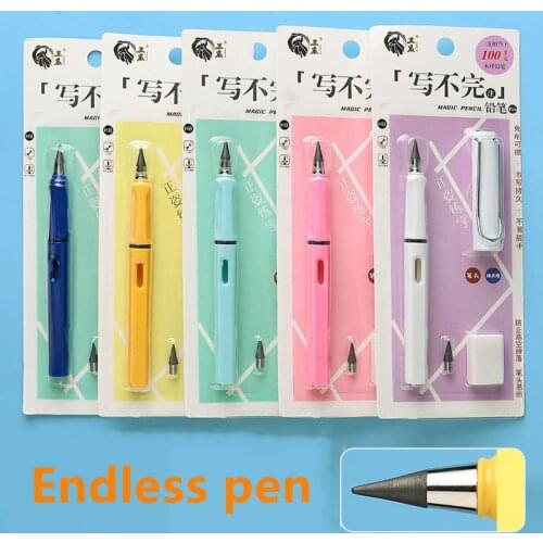 Black technology eternal HB pen Stationary set Student writing pen kid pencil Positive pen cute signing pen School supplies gift