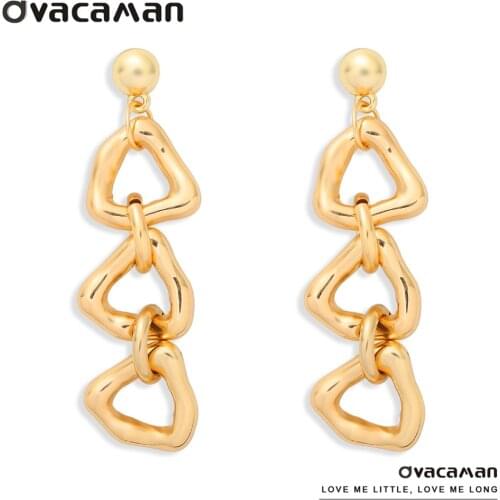 Dvacaman Geometric Triangle Metal Statement Earrings for Women Punk Retro Golden Maxi Drop Earrings Jewelry 2020 Fashion Brincos