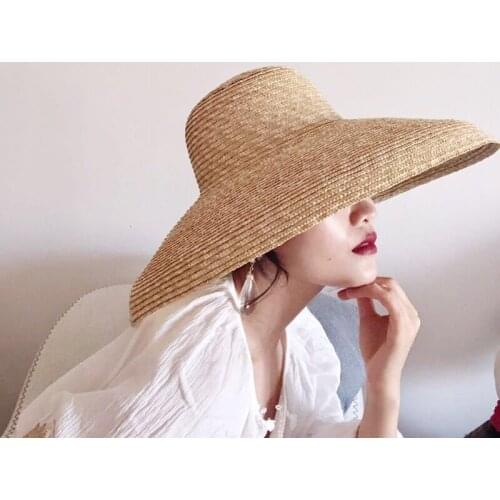 Elegant Dome Bell Shaped Straw Lady Summer Sunshade Concave Beach Straw Hat