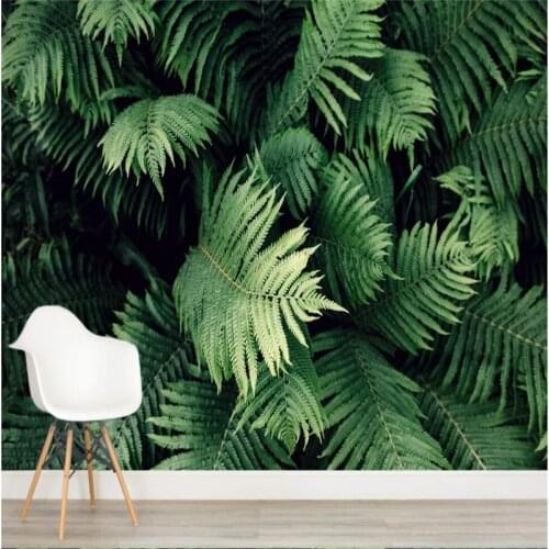 Beibehang Plant background wall tropical plant fern background wall custom large fresco silk silk fabric wallpaper