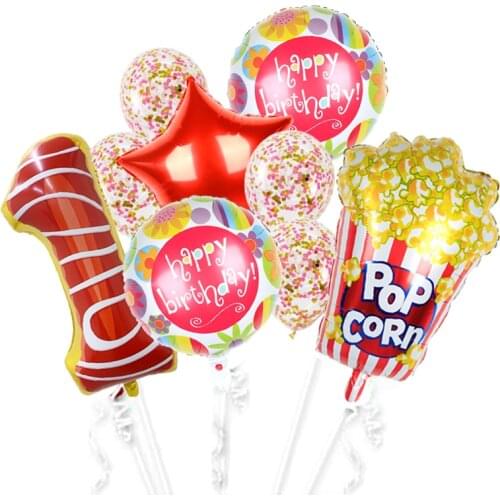 Giant Candy Popcorn Birthday Foil Balloons Kids Love Hot Summer Sweet Food Birthday Party Decors Baby Shower Child Party Gift