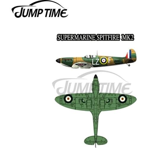 JumpTime 13 x 9.8cm For SUPERMARINE SPITFIRE MK2- MILITARY WW2 RAF FIGHTER AIRCRAFT Decal Personality Bumper Windows Waterproof