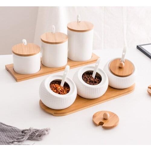 Creative home living room kitchen dining table salt monosodium glutamate practical personality decoration ceramic spice box J05