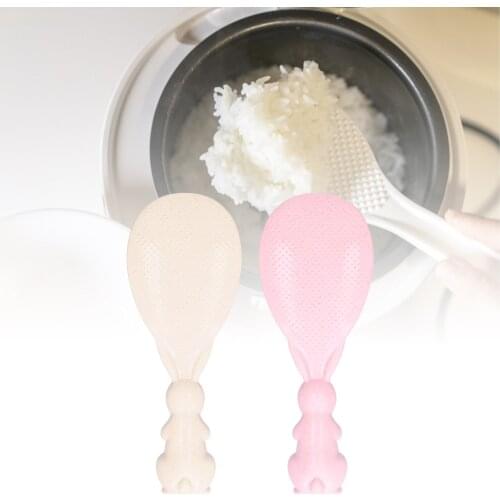 18.3X7cm PP Rice Spoon Cute Bunny Non Stick Spoon Three Dimensional Standable For Kitchen Rice Cooker