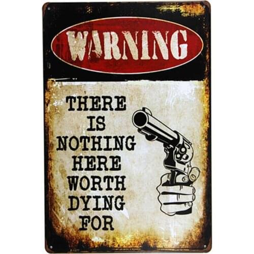 WARNING "there is nothing here" Metal sign wall Decor Garage Shop Bar living room wall art poster