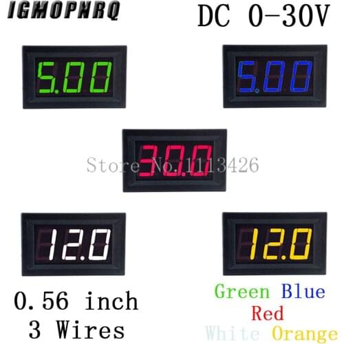 Mini Voltmeter Tester Digital Voltage Test Battery DC 0-30V 3 Wires Red Green Blue Orange White for Auto Car LED Display Gauge