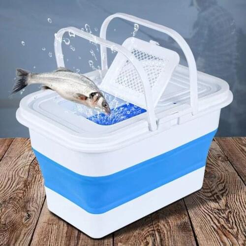13L Multifunctional Silicone Folding Bucket Silicone Fishing Bucket With Lid Foldable Laundry Bucket