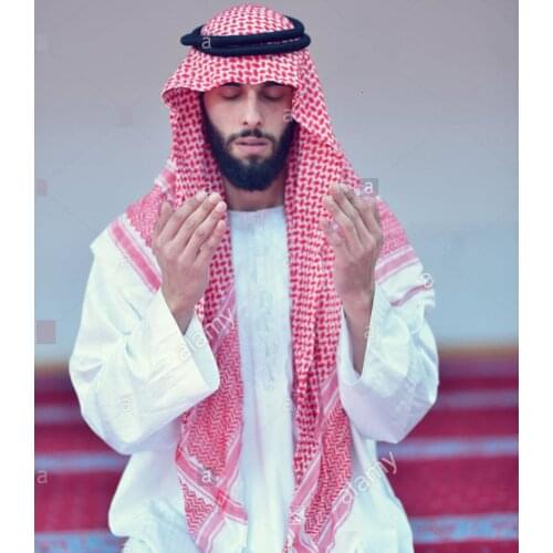 Islamic Clothing Man Saudi Arabic Dubai Traditional Costumes Muslim Accessories Turban Praying Hat Plaid Head Scarf 135*135cm