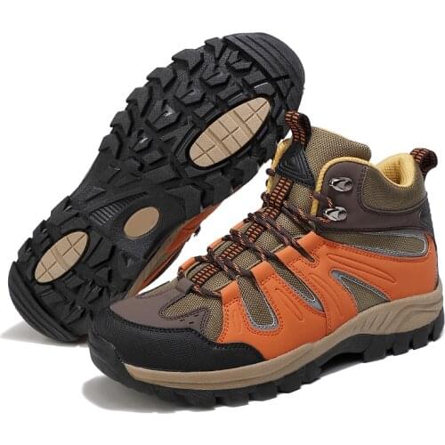 Mens Hiking Boots Waterproof Non Slip Comfortable Work Shoes Outdoor Lightweight Mid Ankle Mountain Trekking Trail Shoes