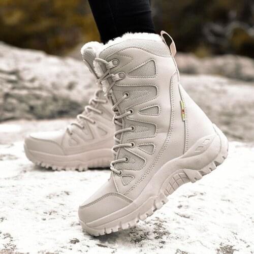 Winter Men Military Boots Special Force Tactical Desert Boots Waterproof Leather Mens Boots Plush Warm Snow Boots Work Shoe 658
