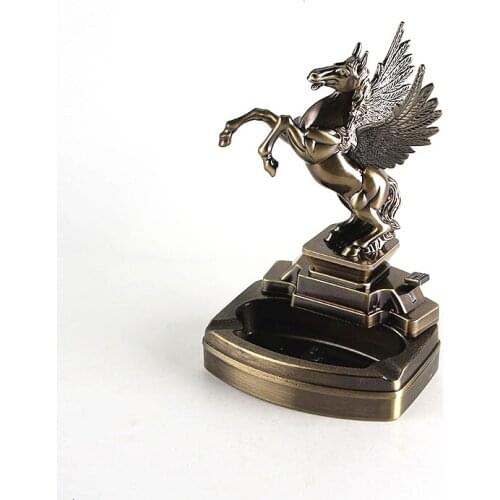 New type resin metal ashtray Pegasus model ashtray with lighter dual purpose cigarette accessories