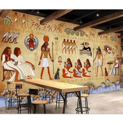 Beibehang Wallpaper custom large high-end retro nostalgia ancient Egyptian Pharaoh idol restaurant hotel mural wall wallpaper