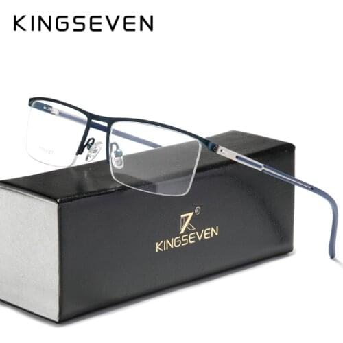 KINGSEVEN Original Titanium Glasses Half Frame Men Ultralight Retro Square Myopia Prescription Eyeglasses Women Eyewear