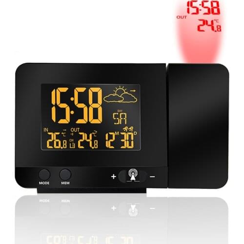Projection Double Digital Alarm Clock USB Charging HD Screen Colorful Display Backlight Temperature Weather Forecast