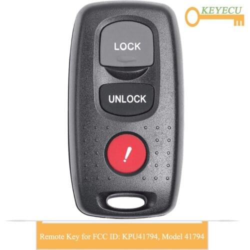KEYECU Keyless Entry Remote Control Car Key for Mazda 3 2007 2008 2009, Fob 2+1/ 3 Buttons - FCC ID: KPU41794, Model: 41794