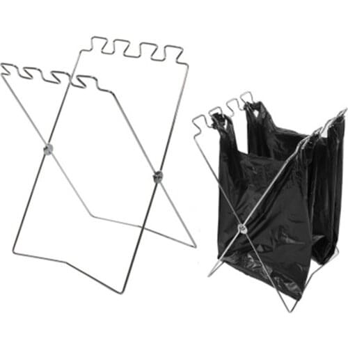 QuickDone Foldable Portable Outdoor Garbage Bag Storage Stainless Steel Holder Hanging For Kitchen Supplies Accessories KC1630
