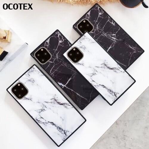 Luxury Square Phone Case for iPhone 12 Mini 11 Pro XS Max X Fashion Personality Marble Pattern Soft TPU for iPhone 6 7 8 Plus XR