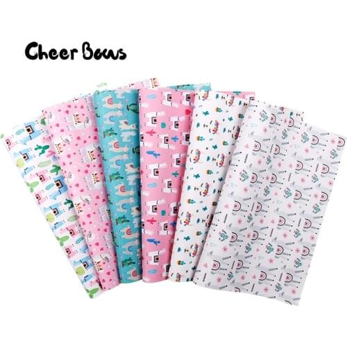 Synthetic Leather Fabric Cactus Alpaca Printed Faux Leather Sheets For DIY Kids Hair Accessories Theme Party Decor Materials