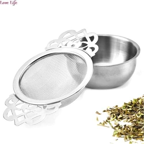 Spice Stainless Steel Tea Strainer With Drip Bowl Easy Clean Loose Leaf Traditional Hanging Herbal Double Ear Infuser Filter