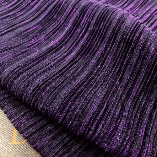 2 meters 150cm 59" width dark purple shiny ultra-fine pleated accordion mesh tulle fabric evening dress clothes materials MM455