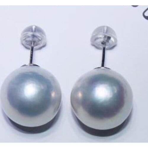 Gorgeous 11-12mm south sea round white pearl earring 18k