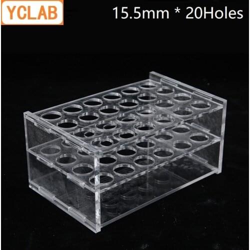 YCLAB 15.5mm * 20Holes Test Tube Rack Acrylic Organic Glass PMMA Polymethyl Methacrylate Laboratory Chemistry Equipment
