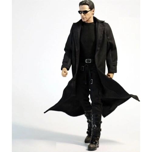 1/6 Male Black Coat Windbreaker Clothes Model Toys Fit HT PH JO Male Figure Body