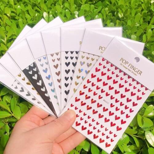 1pc 3D Nail Sticker Irregular Love Heart Design Glitter Shiny Decals Adhesive Multi-Color DIY Nail Art Tips Manicure Decoration