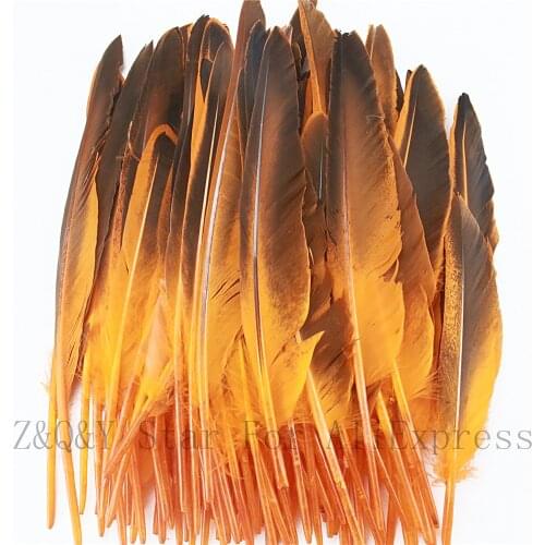 10-100PCS natural 17-25CM (5-10 inches) gray duck wing feather dyed orange DIY craft jewelry pendant accessories feather