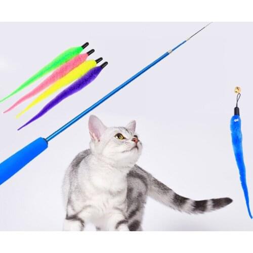 5Pcs Cat Feather Toys Adjustable Funny Cat Stick Chicken Feather Toy For Pet Cats Supplies Pheasant Feather Cat Toy