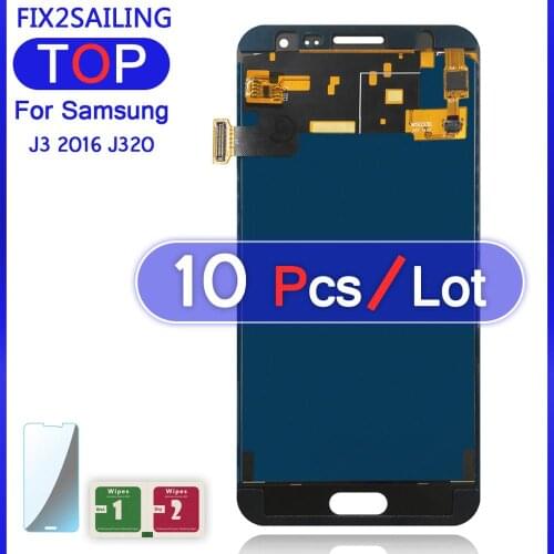 10Pcs Lcds For Samsung Galaxy J3 2016 J320F J320H J320M J320FN Super LCD Display Working Touch Screen Assembly (Not Adjusted)