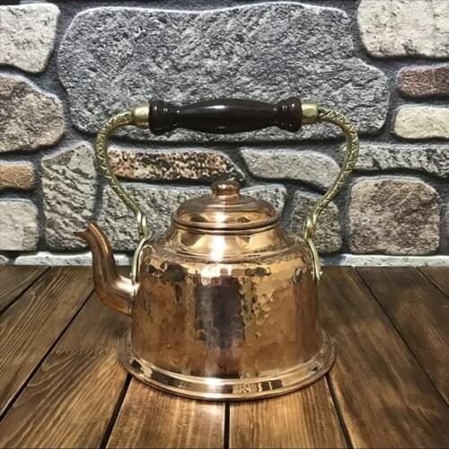 100% Pure Solid Hammered Copper Tea Pot Heavy Gauge Antique Style Turkish Copper Teapot