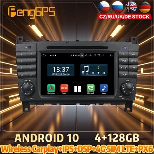 128G Android10 PX6 DSP For BENZ C-Class W203 2011 Car DVD GPS Navigation Auto Radio Stereo Video Multifunction CarPlay HeadUnit