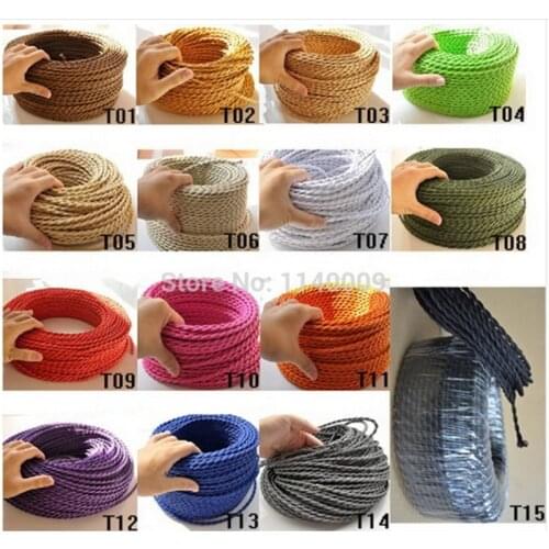 2m 3m 5m 10m 2 Core Vintage Light Cord Twisted Cable Braided Electrical Wire