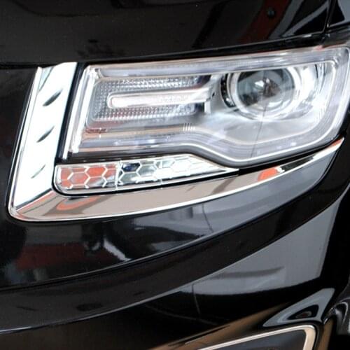 Headlight Trims Eyebrow Cover ABS Chrome 2 pcs Car Styling 2014 2015 2016 2017 For Jeep Grand Cherokee Accessories