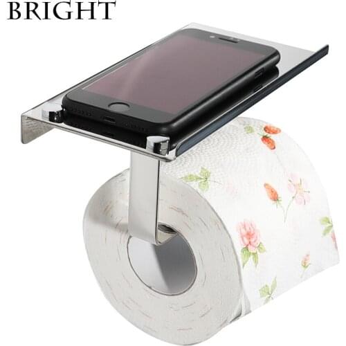 New 2pcs /group bright pretty practical durable double-sided polish holder toilet stainless steel bathroom roll paper holder