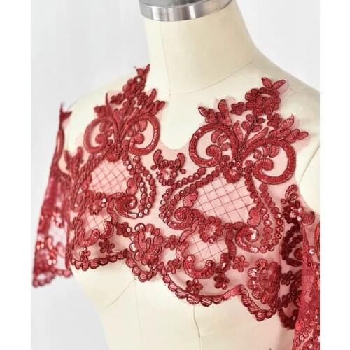 3 Yards Exquisite Embroiderey Sequins Tulle Mesh Lace Trim White Full Dress Border Corded Lace Trim 20cm Wide