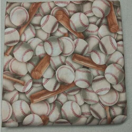 50x105cm Baseball & Brown Baseball Bat Printed Cotton Fabric Baseball Fabric Patchwork for Cloth Dress Party Home Decoration