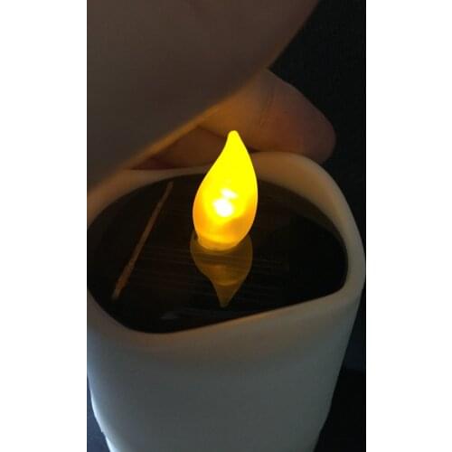 60Pcs Solar Powered LED Electronic Tealight Flickering Flameless Candle lamp Wedding Xmas Church Party Bar decor 7.5CM(H)-Yellow