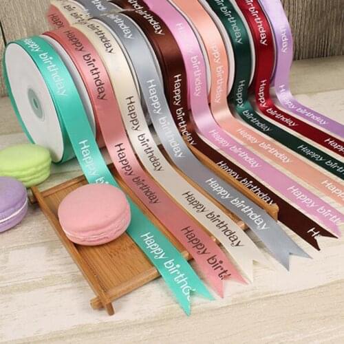 89Meters Satin Ribbon Happy Birthday Printed Packing Ribbons Decorative Party Gift Packing Tape DIY Crafts