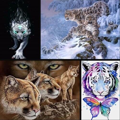 Animal full Diamond Embroidery 5D DIY Diamond Painting Christmas Tigers And Giraffes Cross Stitch Full Rhinestone Mosaic