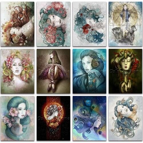 New Diamond painting Beautiful beauty girl lady flowers 5D Full Square Drill embroidery Cross stitch 3D Round mosaic Drawing 839