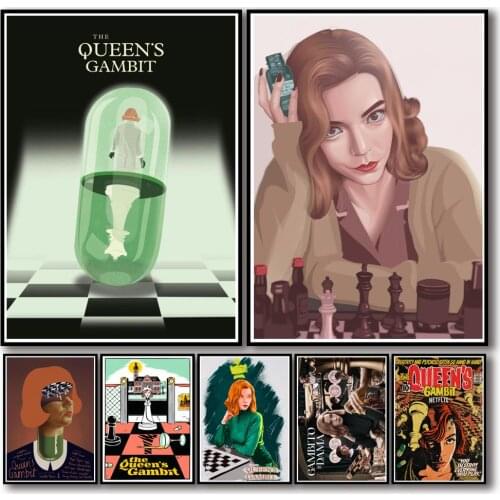 40 Designs The Queens Gambit Whitepaper Poster Alternative Abstract Art Painting Funny Wall Sticker for Coffee House Bar