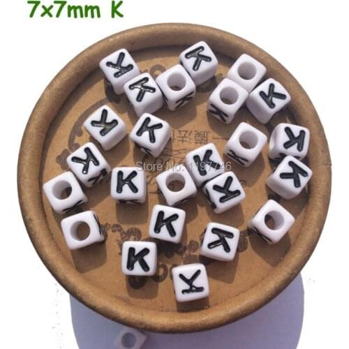 Beads for Bracelets 7mm Letter Bead Square Beads with Letters 100pcs White Letter Beads Alphabet Beads for Jewelry making Beads