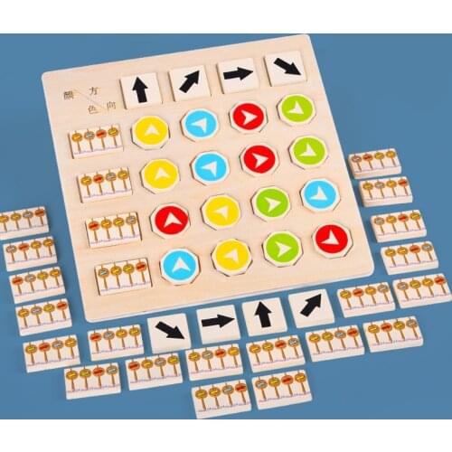 Wooden Montessori Toy Matching Puzzle Cognitive Color Direction Thinking Ability Training Parent-child Educational Toy For Kids