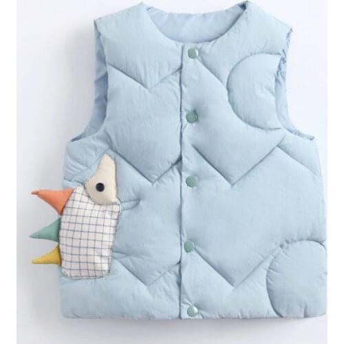 Baby Down Cotton Boys And Girls Front Buckle Cartoon Childrens Vest To Keep Warm In Winter, Small, Medium And Big Kids