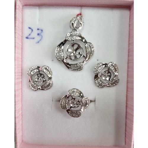 DIY Pendant Ring and Earrings Jewelry Set Base Mountings Settings Findings Jewelry Settings Parts for Pearls Beads Stones