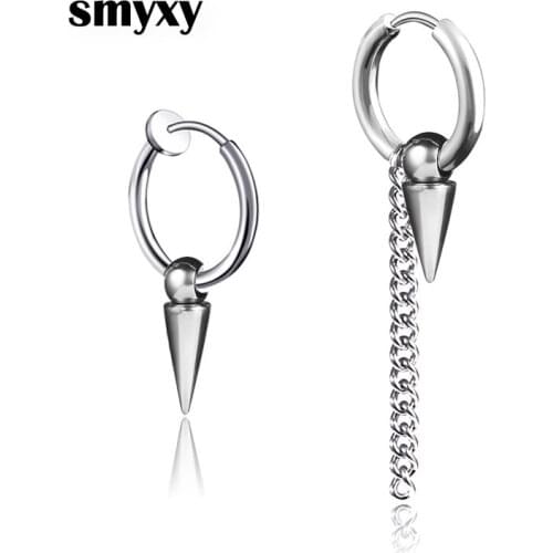 1 piece Stainless steel Long chain Tassel Earring Punk Men Women Pierced/No piercing earrings Hip hop Street pop ear jewelry