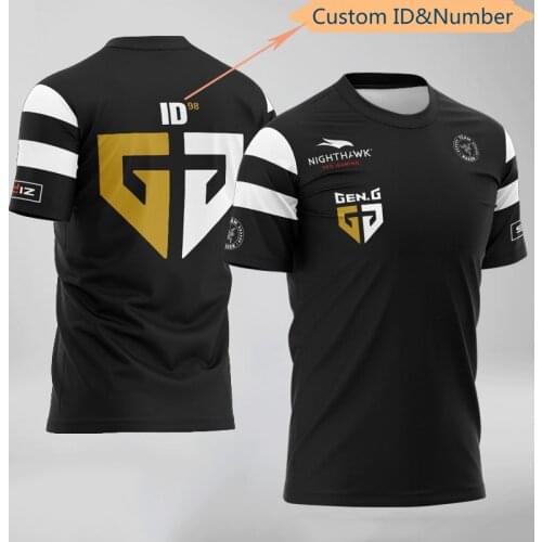 PUBG E-Sports Player Jerseys T-shirt Uniform Team GEN.G Customized Name Fans Game T Shirt For Men Women Custom ID Tees Shirt